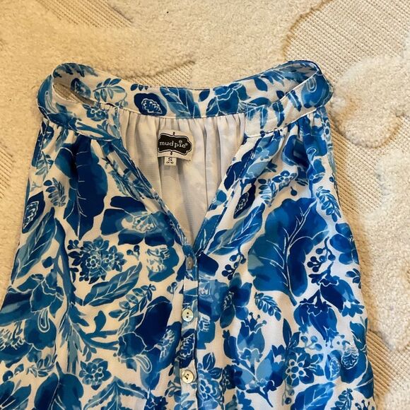 Mudpie Blue and White Paisley Floral Tank Top Dress - Picture 3 of 4